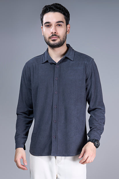 Teal Navy - Corduroy Shirt