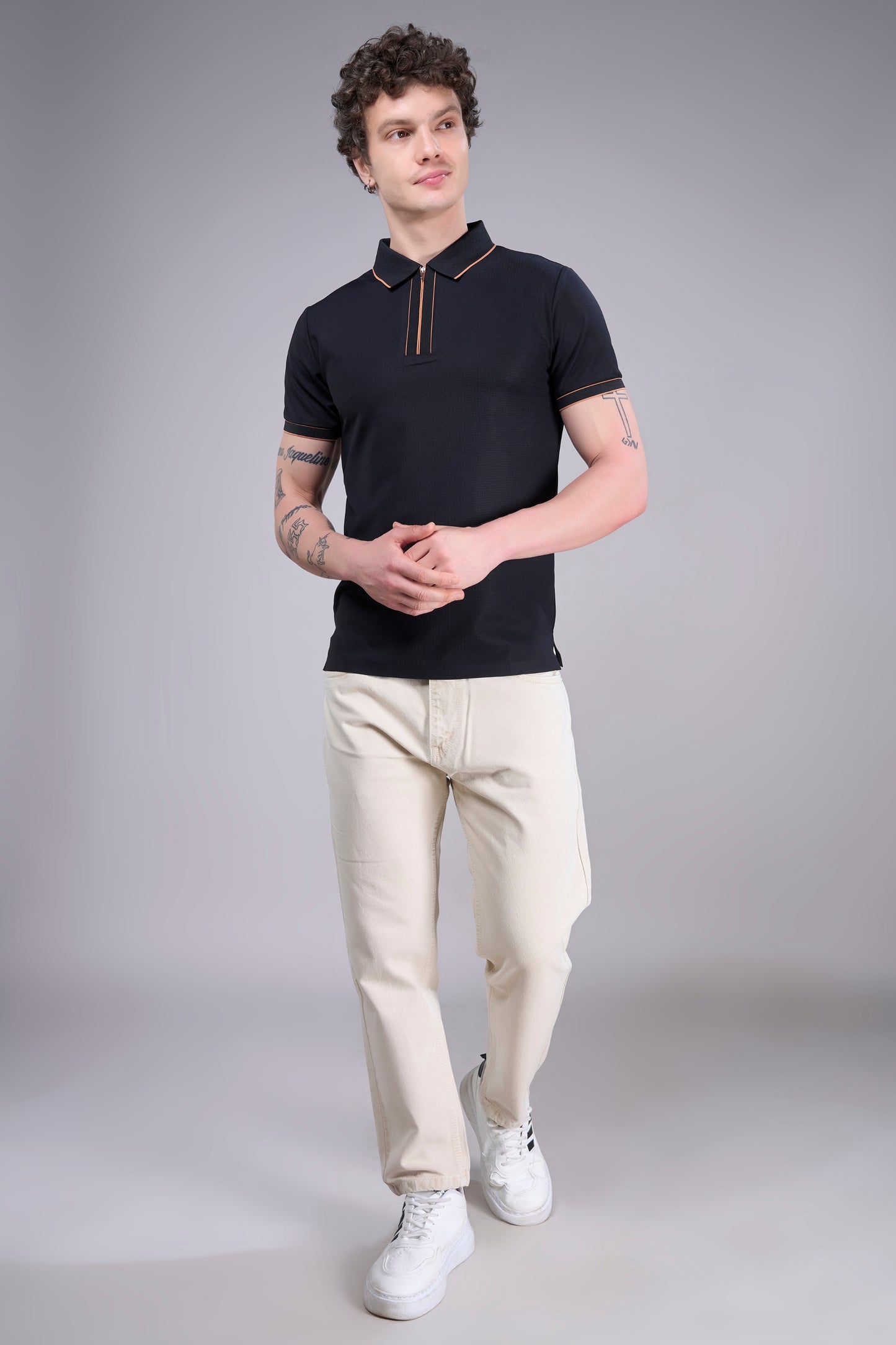 Black - Stitchless Zipper Polo