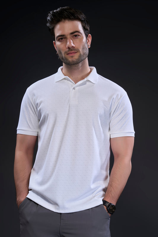 White - Structure Knit Smart Tech Polo