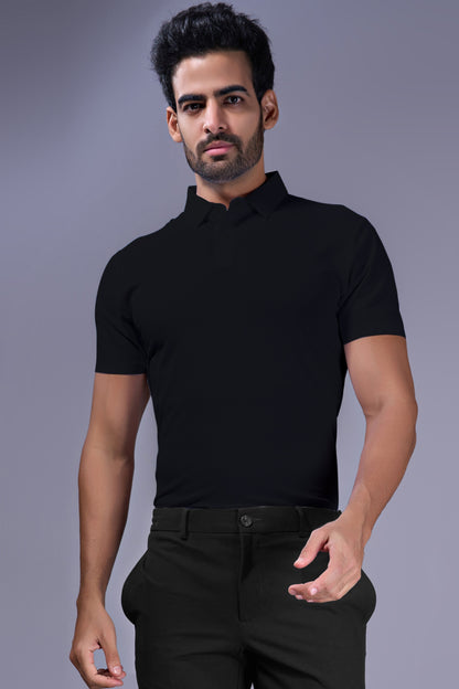 Black - 2 Button Stitchless Polo