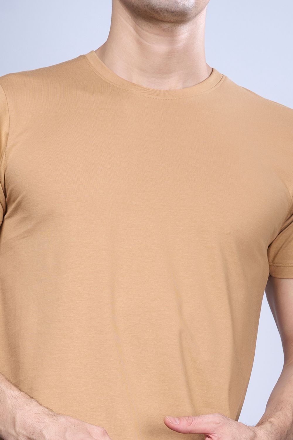 Beige - Stretch t-shirt T-shirts Maxzone Clothing   