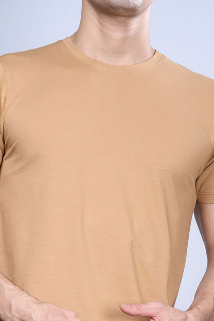 Beige - Stretch t-shirt T-shirts Maxzone Clothing   