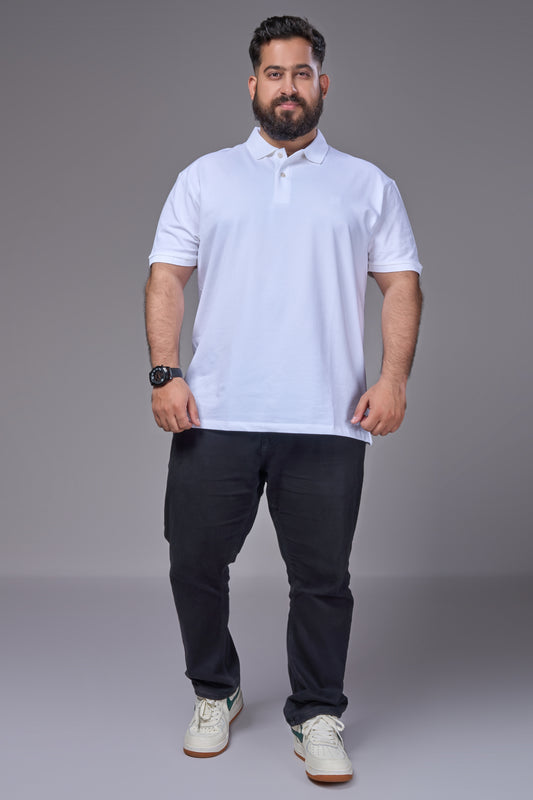 White - Cotton Pique Polo Plus Size