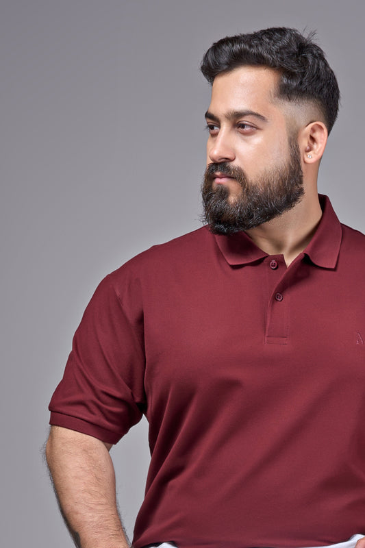 Wine - Cotton Pique Polo Plus Size