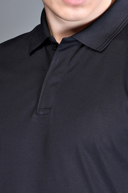 Black - Smart Tech Textured Polo Maxzone Clothing M