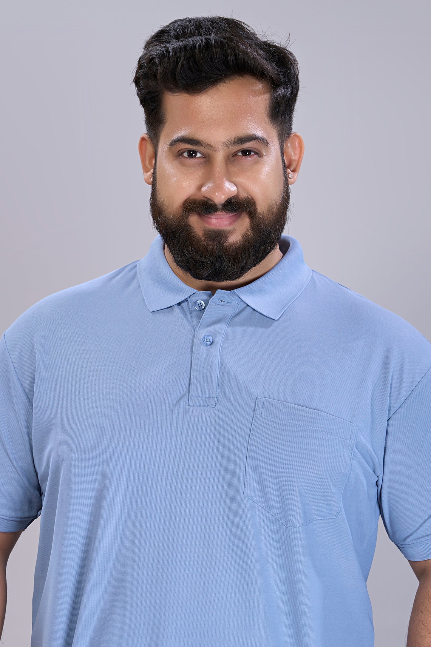 Light Blue - Smart Tech Pocket Polo Plus Size