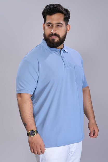 Light Blue - Smart Tech Pocket Polo Plus Size