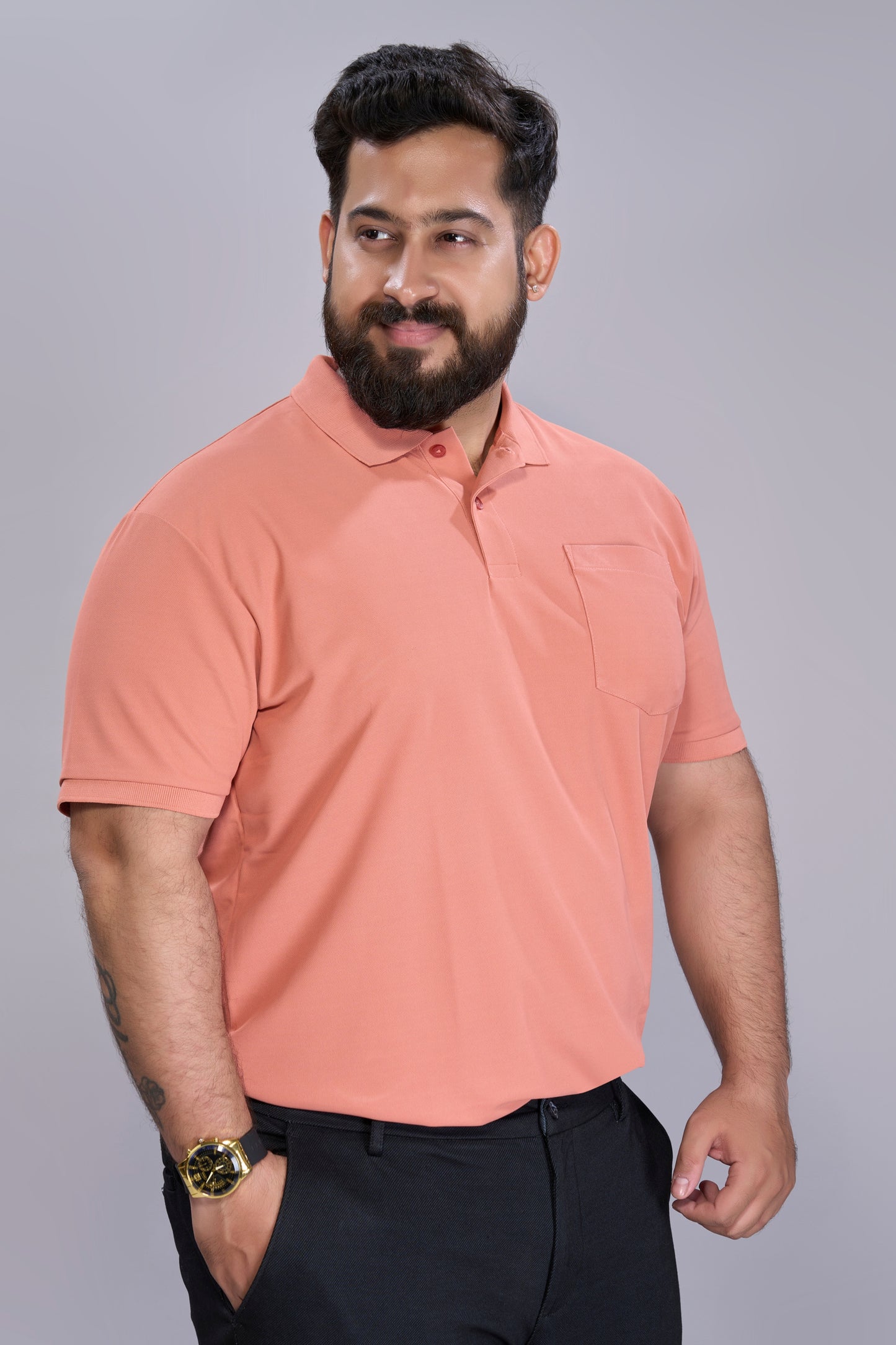Light Pink - Smart Tech Pocket Polo Plus Size