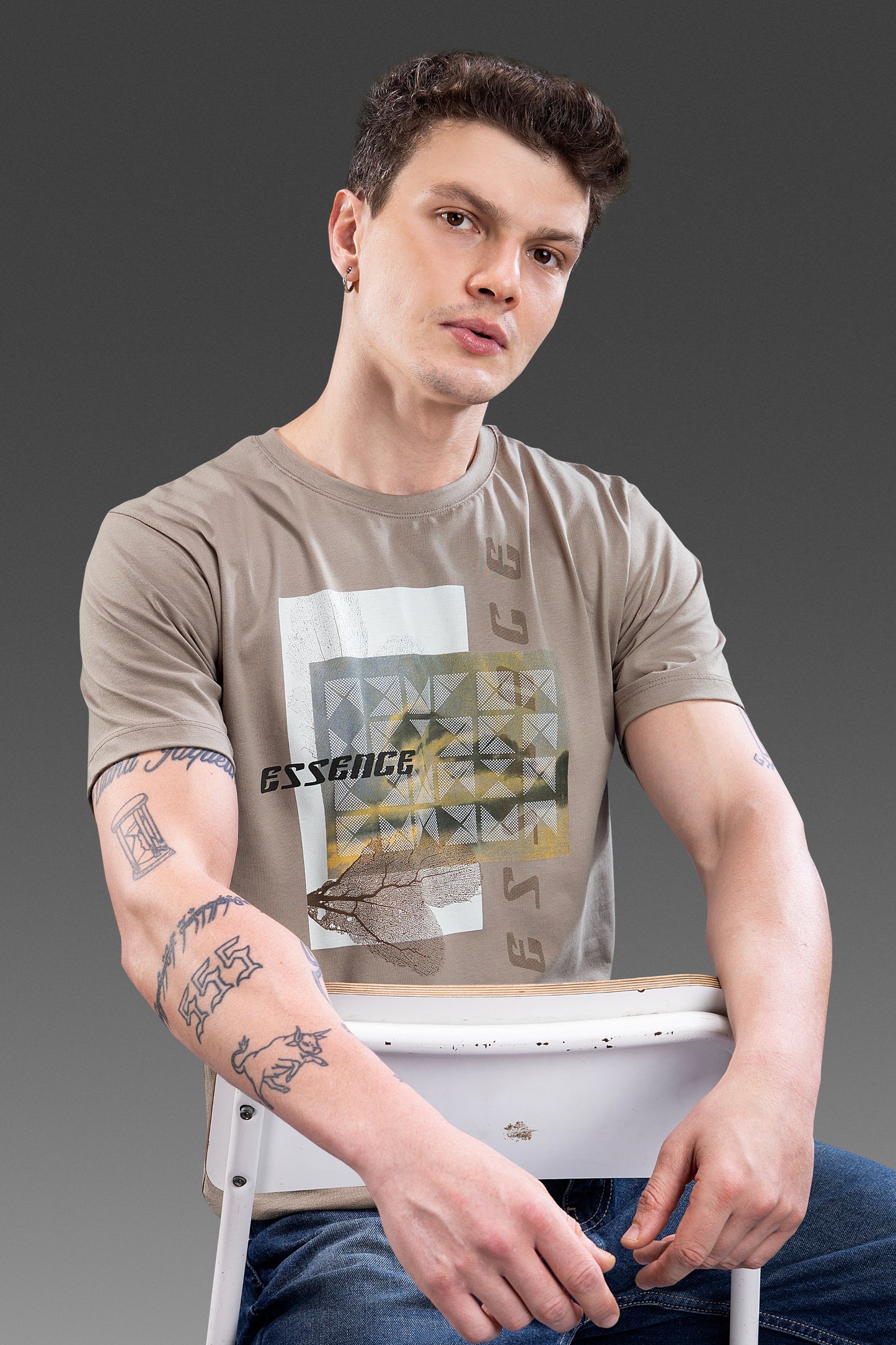 Beige - Grafixtation T-shirt