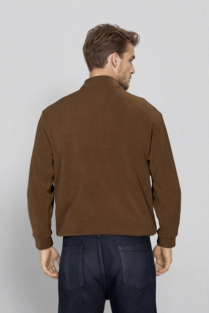 Deep Brown Zipper Sweatshirt