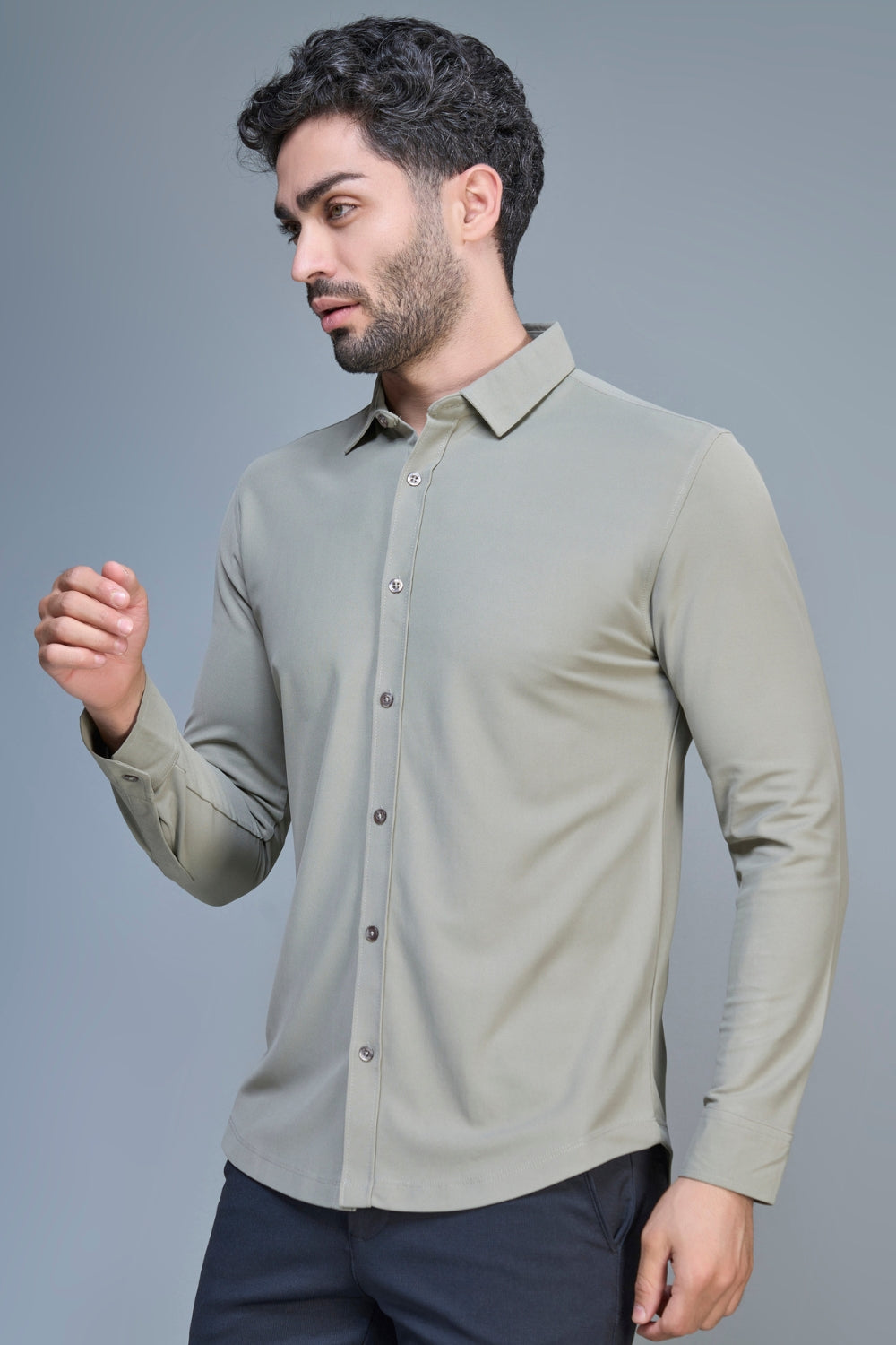 Olive Smart Tech Full Sleeve Shirt Full Sleeve Shirt Maxzone Clothing M  