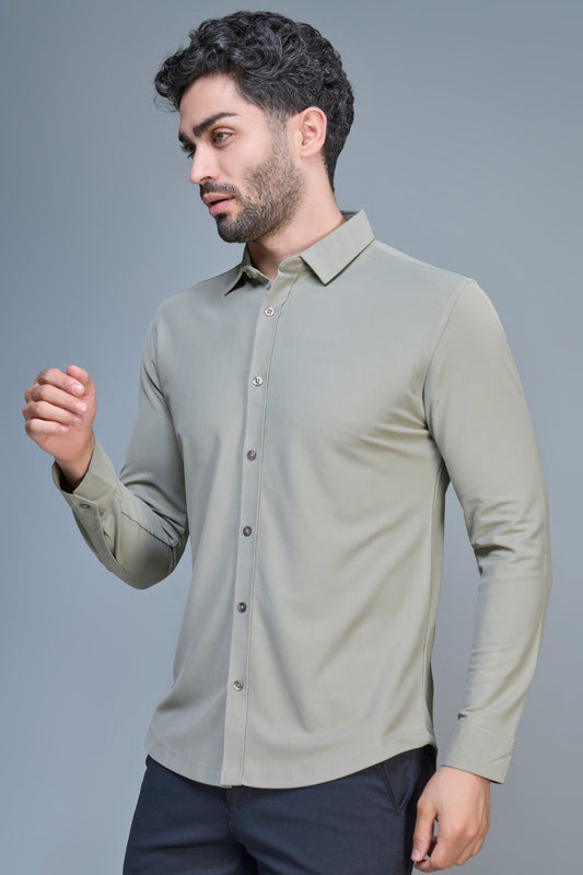 Olive Smart Tech Full Sleeve Shirt Full Sleeve Shirt Maxzone Clothing M  