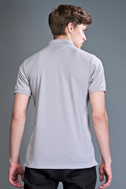 L T Grey - Smart Tech Textured Polo Maxzone Clothing