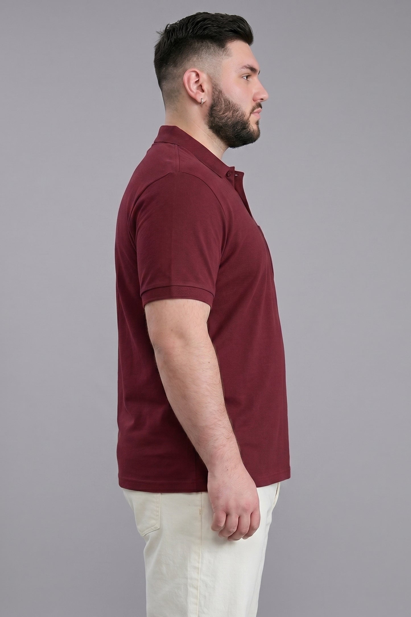 Wine - Zyric Pocket Polo Plus Size