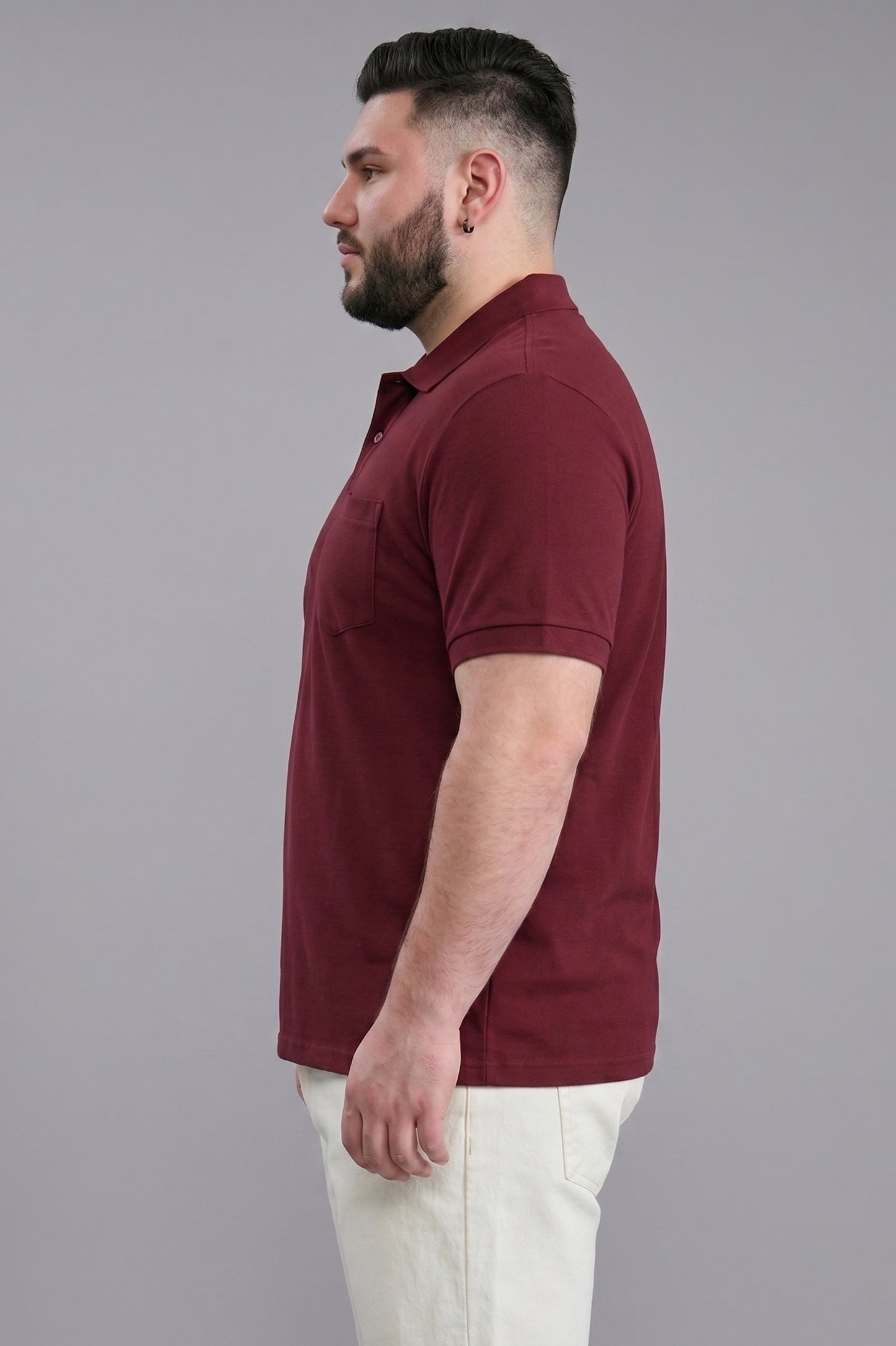 Wine - Zyric Pocket Polo Plus Size