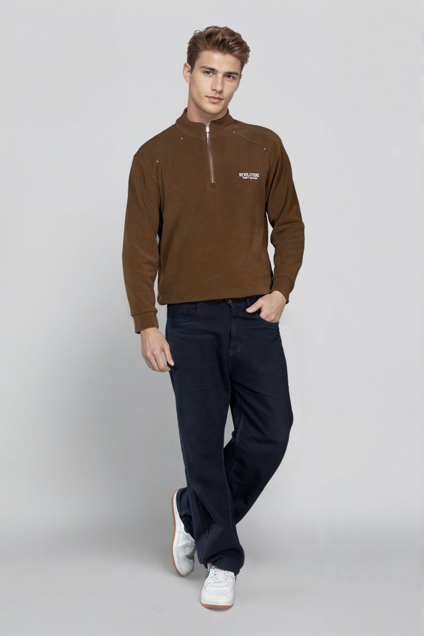 Deep Brown Zipper Sweatshirt