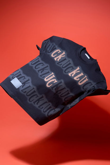 Black Print Oversized T-Shirt T-shirts Maxzone Clothing   