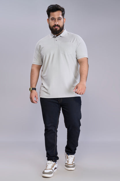 Grey - Smart Tech Pocket Polo Plus Size