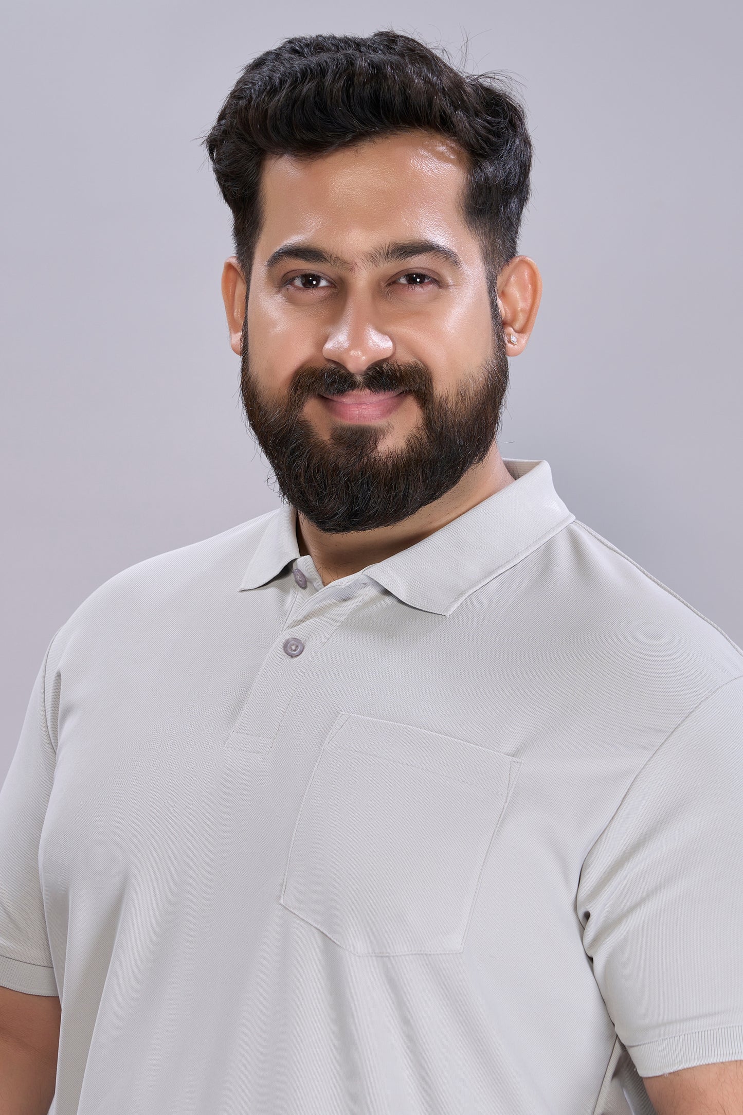 Grey - Smart Tech Pocket Polo Plus Size