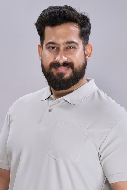 Grey - Smart Tech Pocket Polo Plus Size