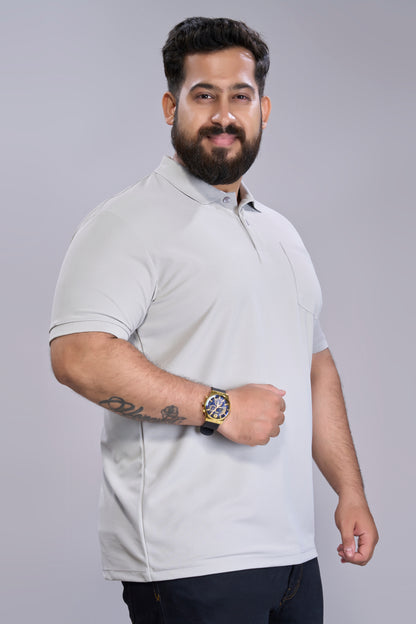 Grey - Smart Tech Pocket Polo Plus Size