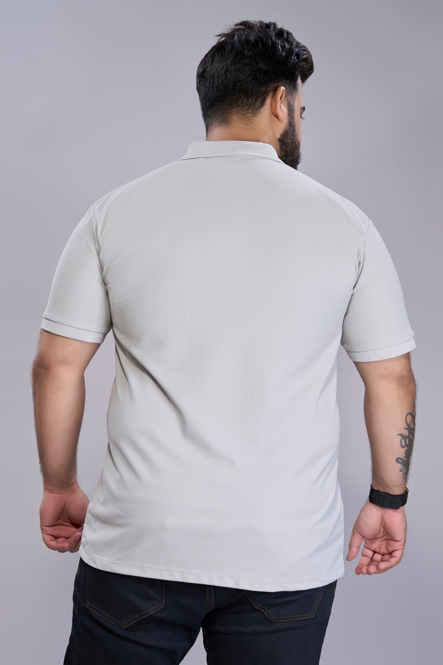 Grey - Smart Tech Pocket Polo Plus Size