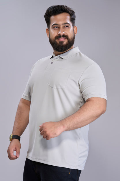 Grey - Smart Tech Pocket Polo Plus Size