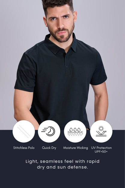 Navy Blue - Stitchless Polo T-shirt