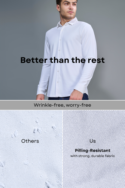 White Smart Tech Full Sleeve Shirt Full Sleeve Shirt Maxzone Clothing