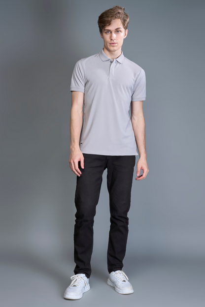 L T Grey - Smart Tech Textured Polo Maxzone Clothing