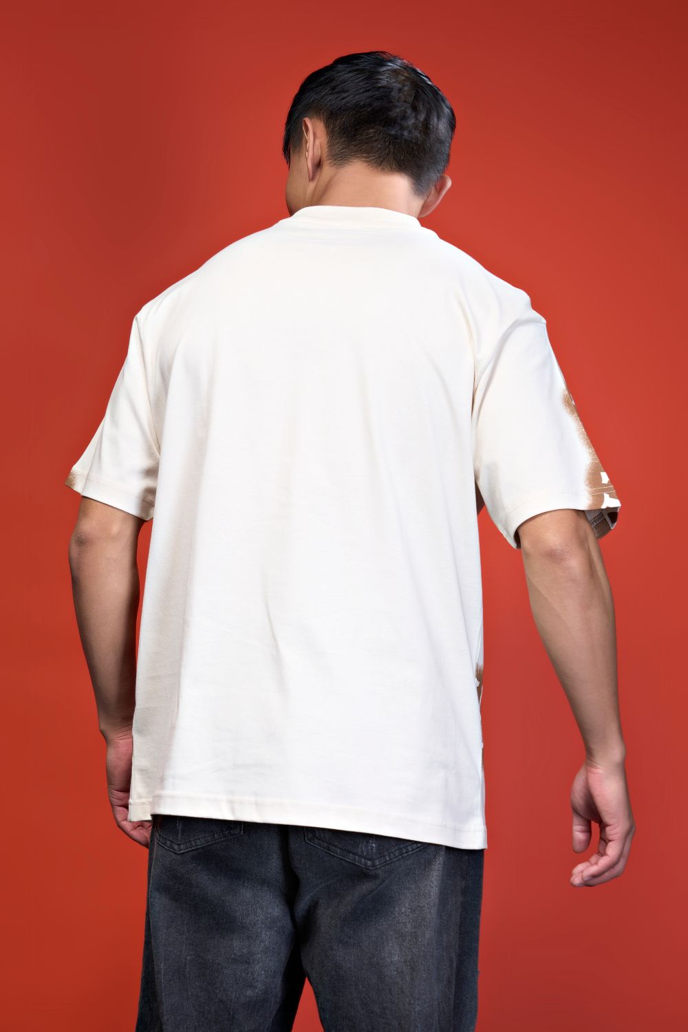 White Print Oversized T-Shirt T-shirts Maxzone Clothing   