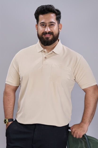 Soft Beige - Smart Tech Pocket Polo Plus Size