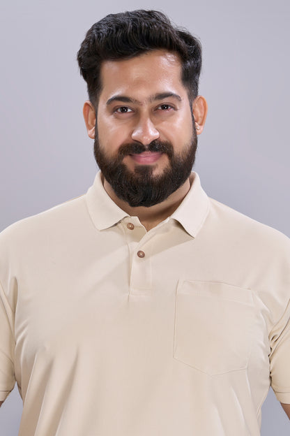 Soft Beige - Smart Tech Pocket Polo Plus Size