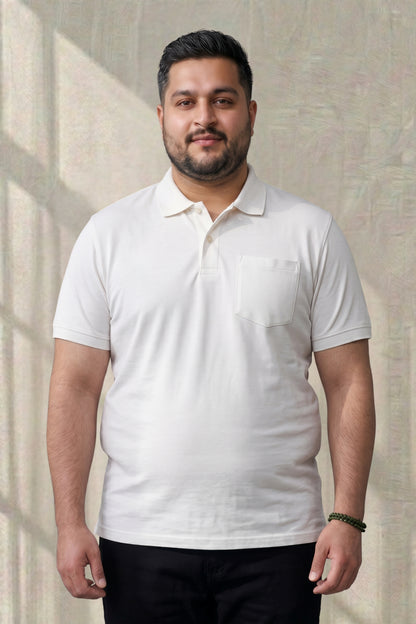 White - Zyric Pocket Polo Plus Size