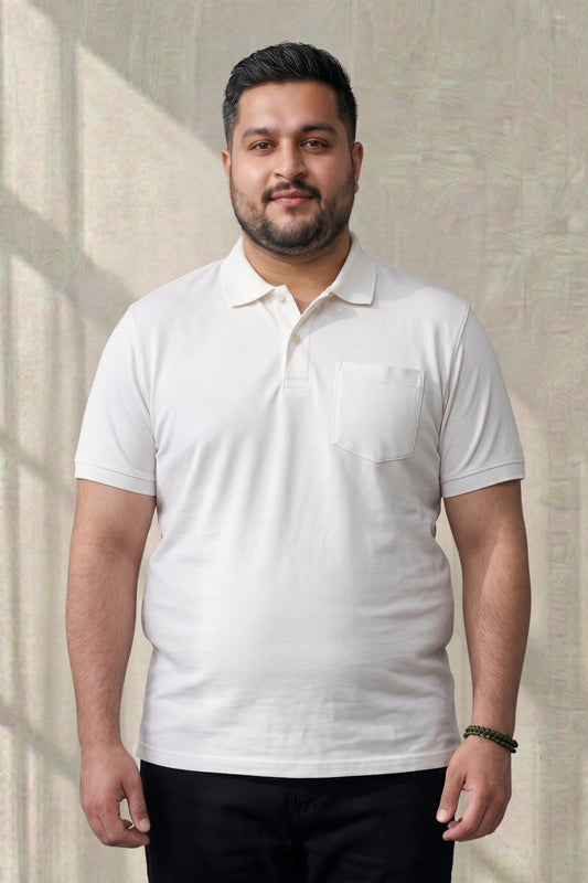 White - Zyric Pocket Polo Plus Size