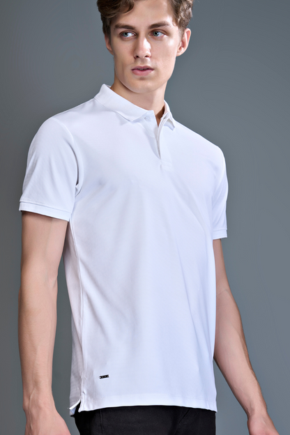 White - Smart Tech Textured Polo Maxzone Clothing