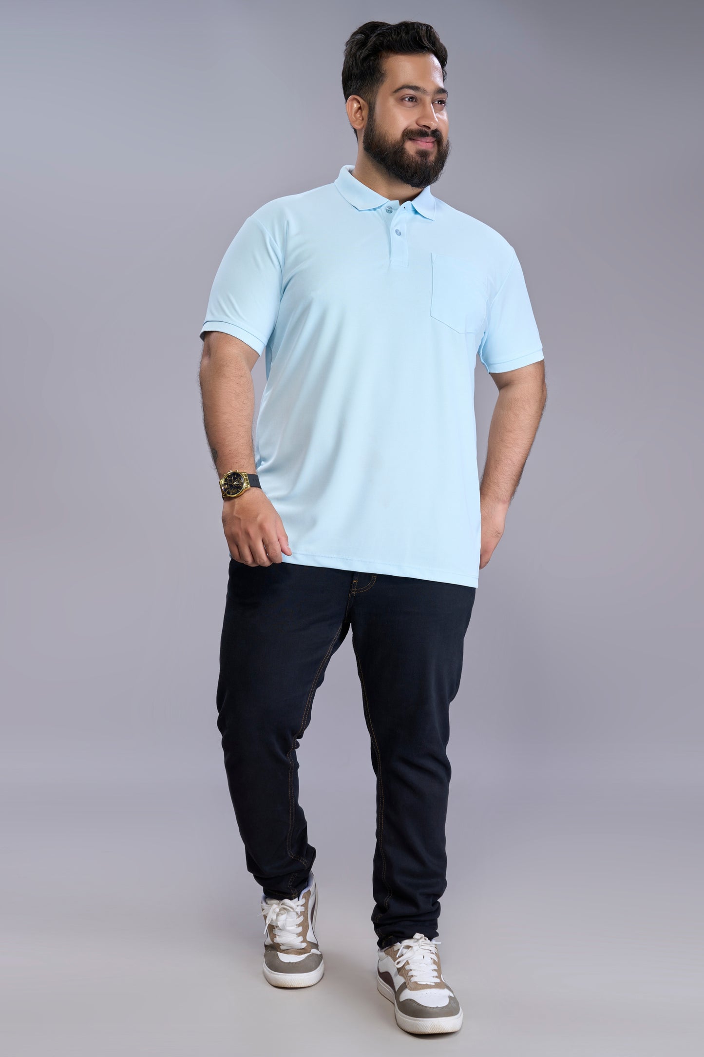 Sky Blue - Smart Tech Pocket Polo Plus Size
