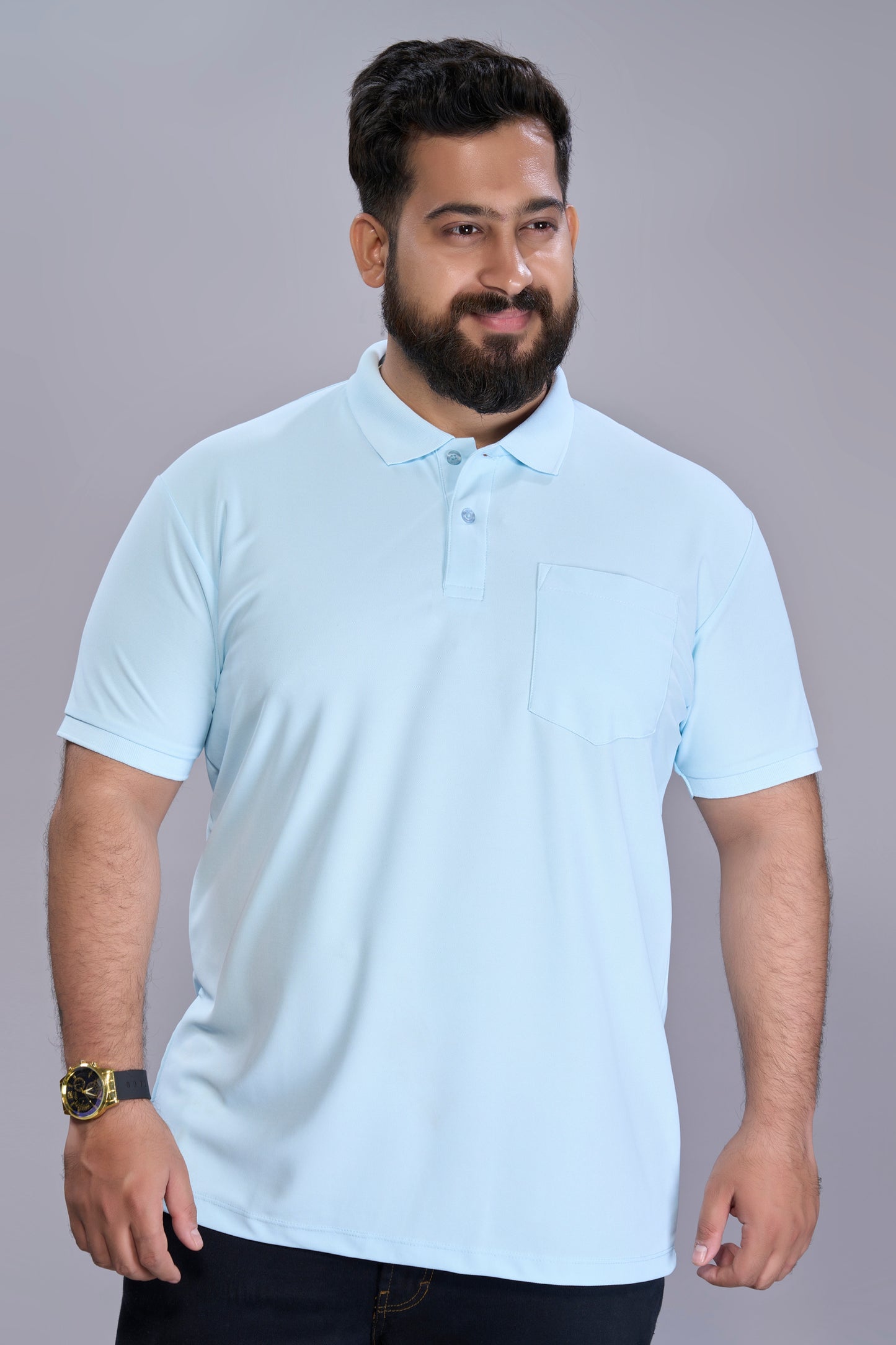 Sky Blue - Smart Tech Pocket Polo Plus Size