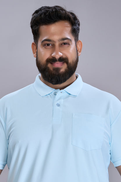Sky Blue - Smart Tech Pocket Polo Plus Size