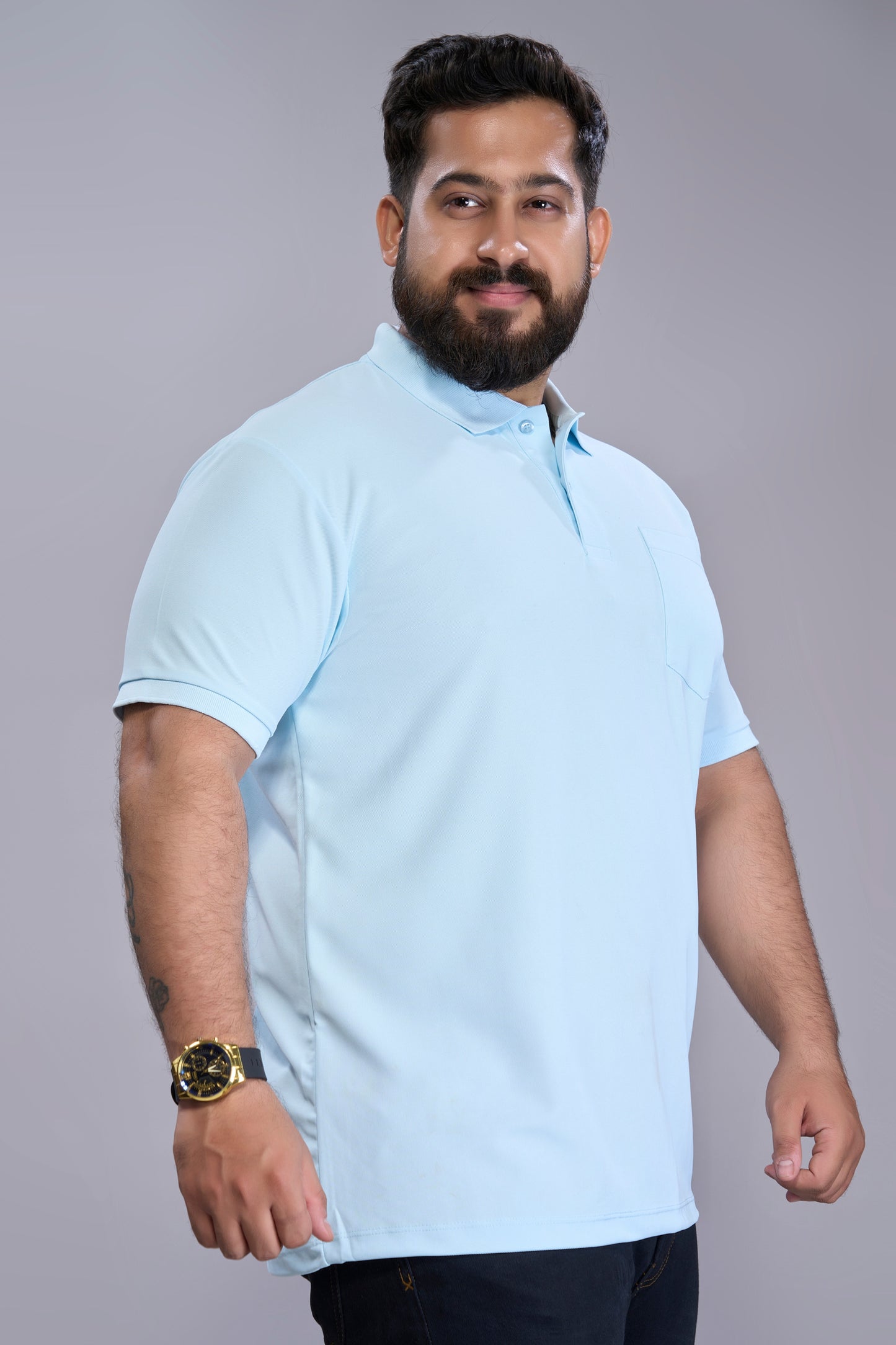 Sky Blue - Smart Tech Pocket Polo Plus Size