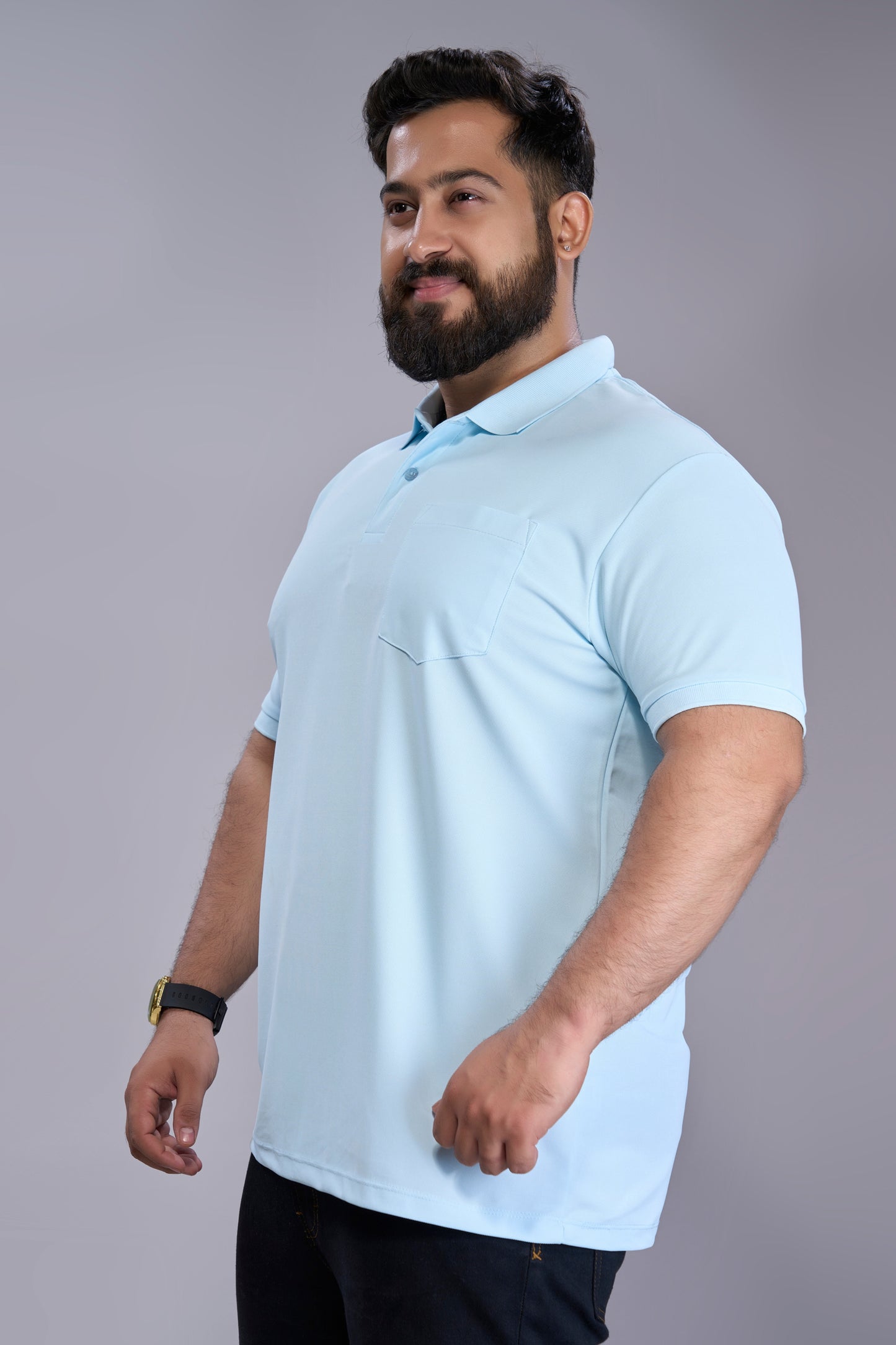 Sky Blue - Smart Tech Pocket Polo Plus Size