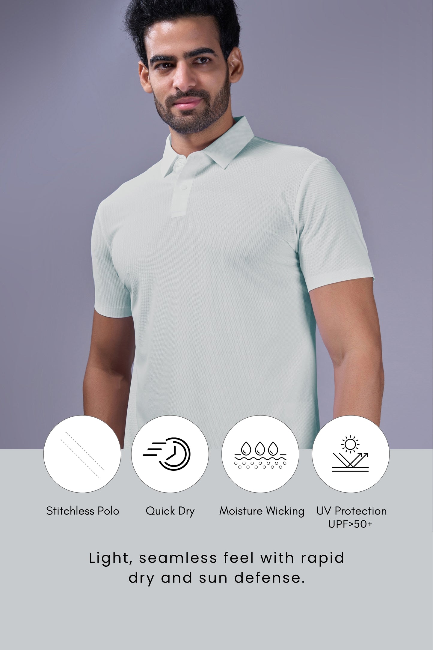 Sky Blue - 2 Button Stitchless Polo