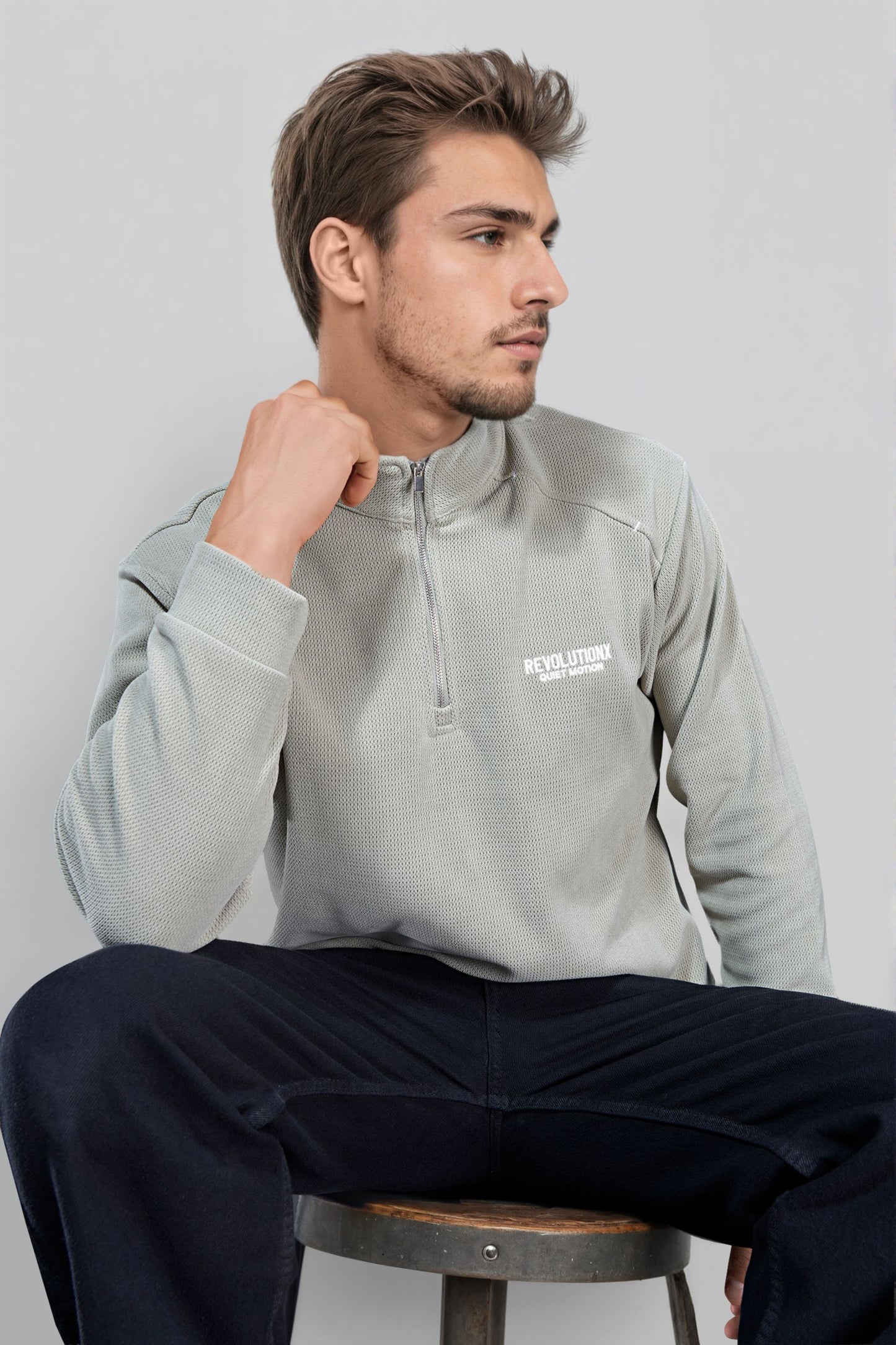 Grey Zipper Sweatshirt