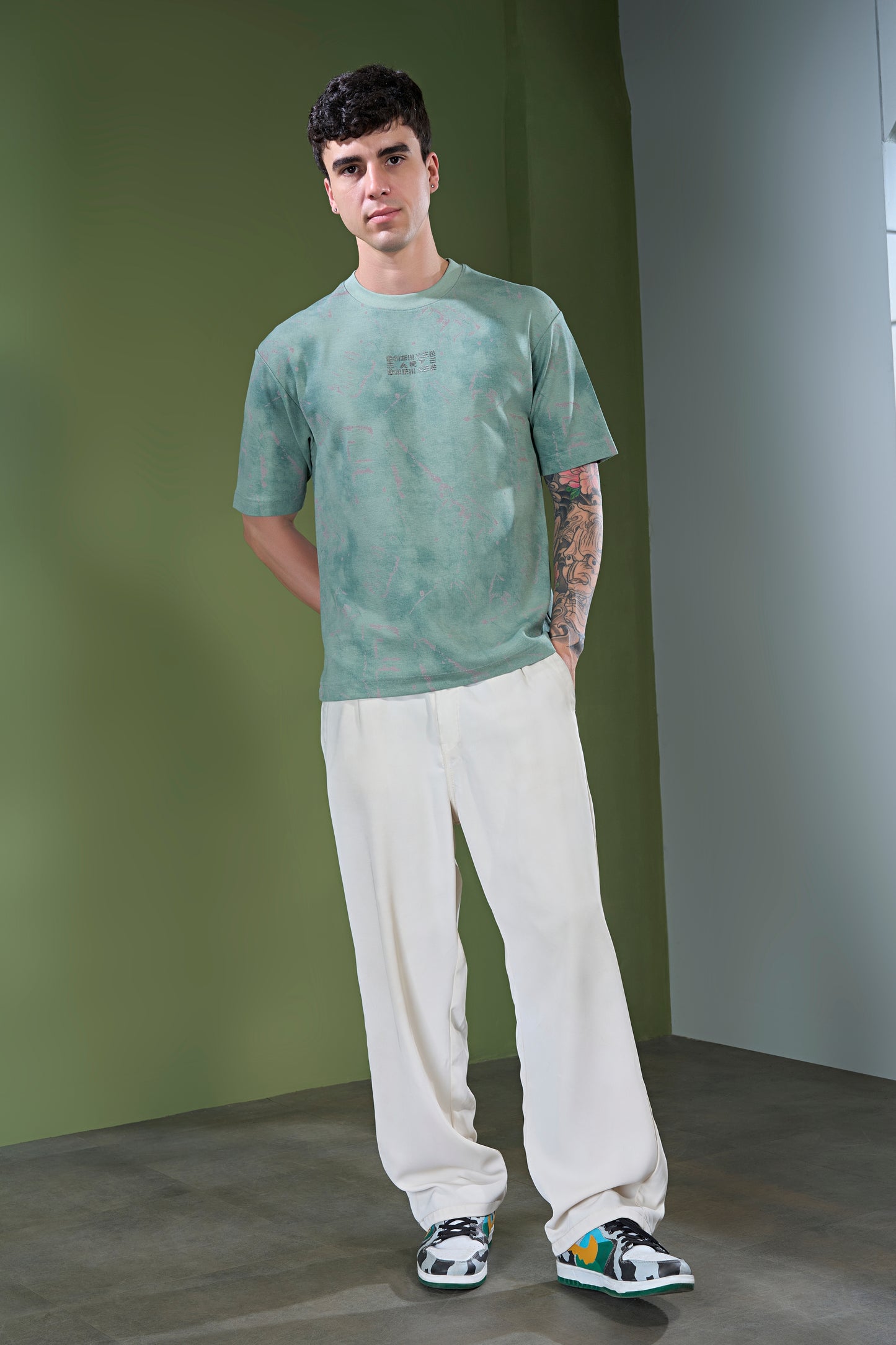 Dark Green - Aop Core Oversize T-shirt