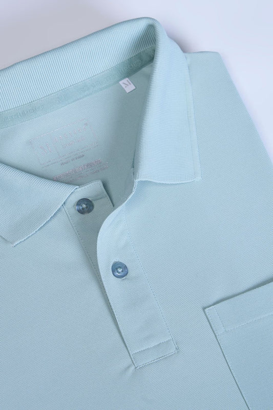 Shop Men's Sky Blue Pocket Polo T-shirt-front Maxzone Clothing