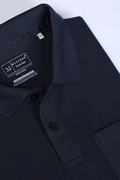 Black Smart Tech Pocket + Polo T-shirts Maxzone Clothing   