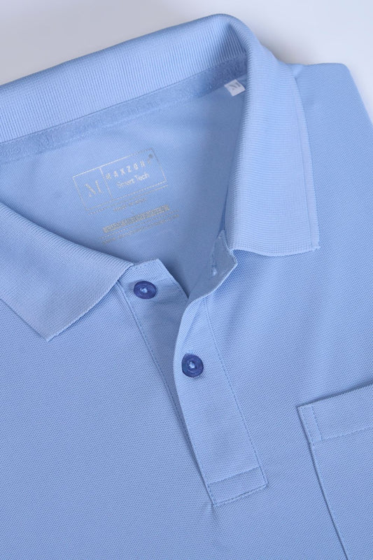 Shop Men's Light blue Pocket Polo T-shirt-front Maxzone Clothing