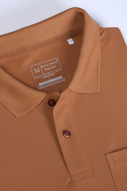 Caramel Smart Tech Pocket + Polo T-shirts Maxzone Clothing   