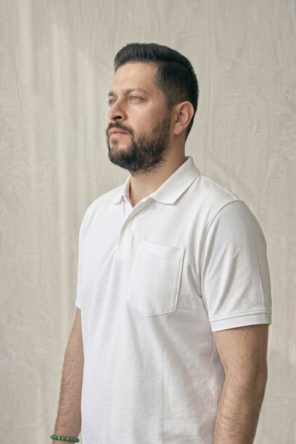 White - Zyric Pocket Polo Plus Size