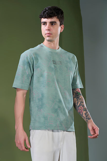Dark Green - Aop Core Oversize T-shirt